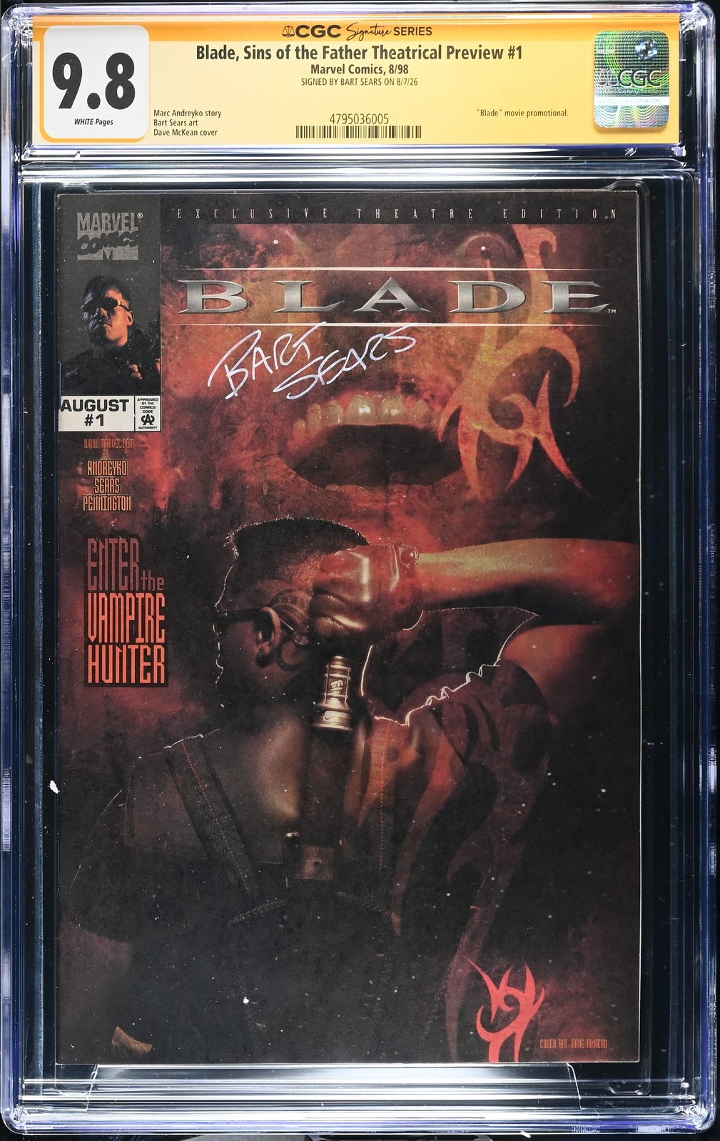 Blade, Sins of the Father Theatrical Preview #1 - Marvel Comics 1998 CGC 9.8 \
