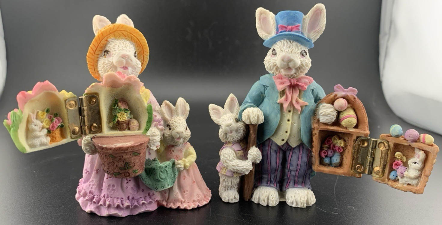 2 Vintage PIER 1 EASTER BUNNIES - All Original and Original Owner - ESTATE SALE