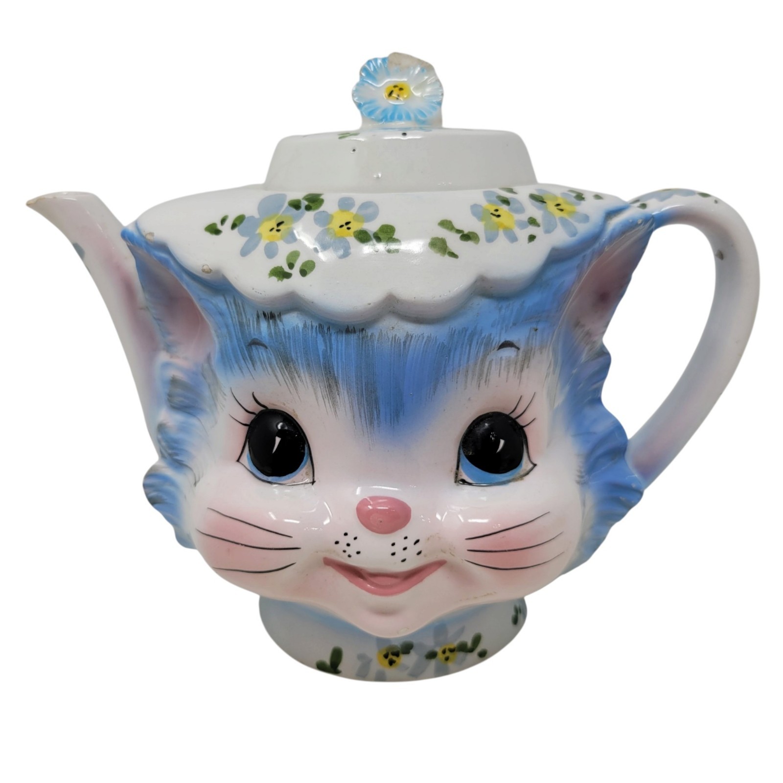 Vintage Lefton Miss Priss Kitty 4 Cup Teapot Cat Kitschy Anthropomorphic Rare