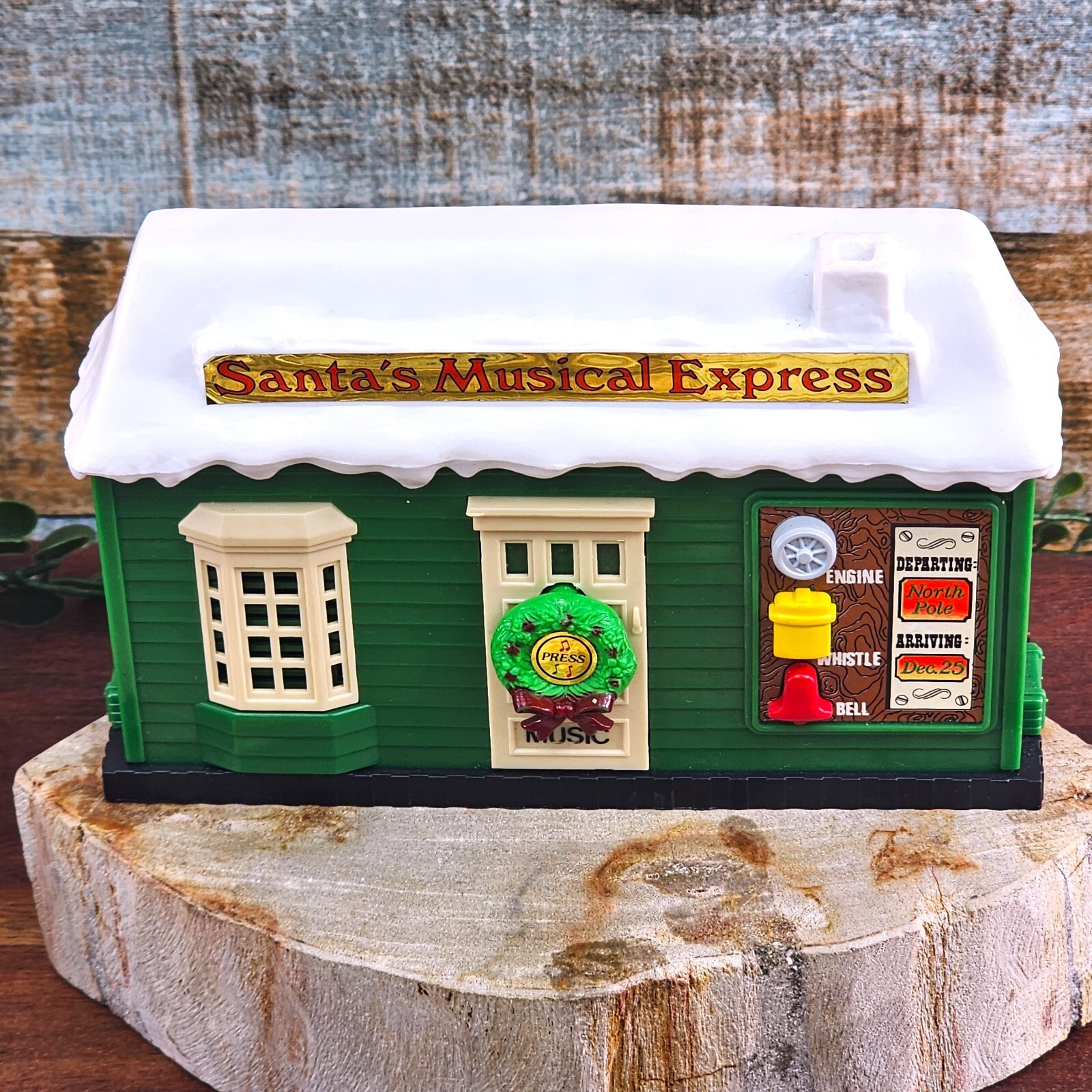 VTG Train Station Christmas Musical Express Train Depot Engine Whistle Sounds