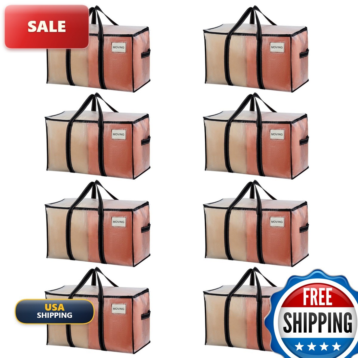 VENO 8 Pack Clear Moving Bags Heavy Duty Extra Large Storage Bags VENO 8 Pack Clear Moving Bags Heavy Duty Extra Large Storage Bags