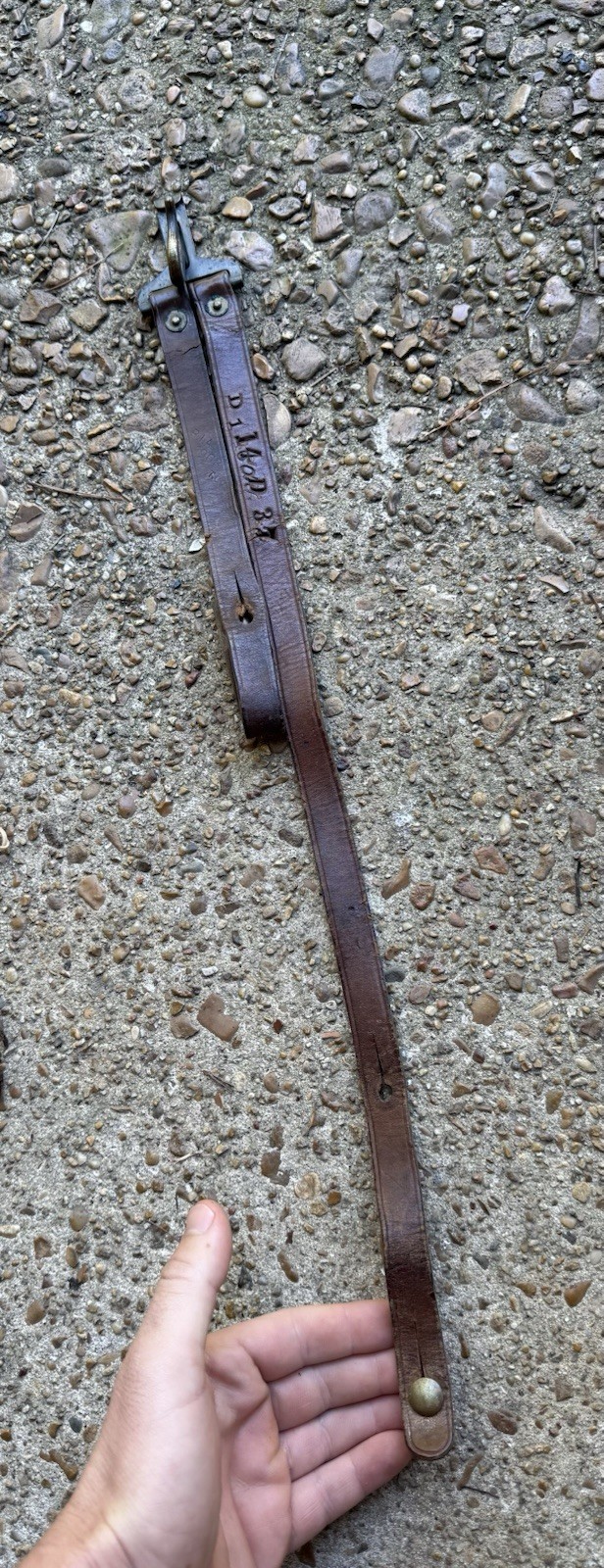 US WW1 M1902 Cavalry Officer's Sword Saber Hanger Leather Unit Marked RIA 1903