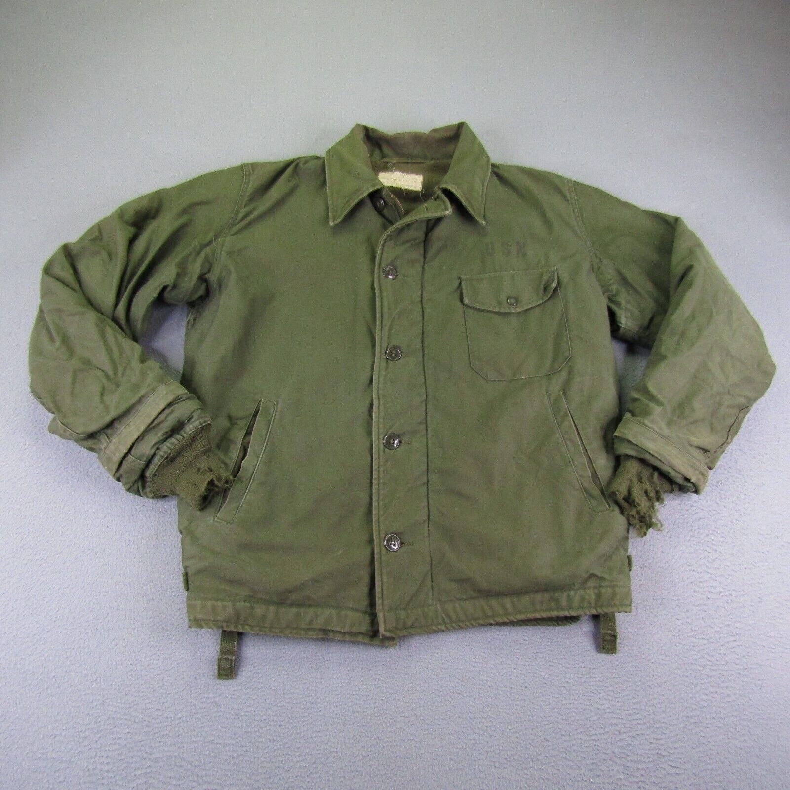 Vintage US Navy Jacket Large Green Intermediate Cold Weather A2 1962 60s Coat