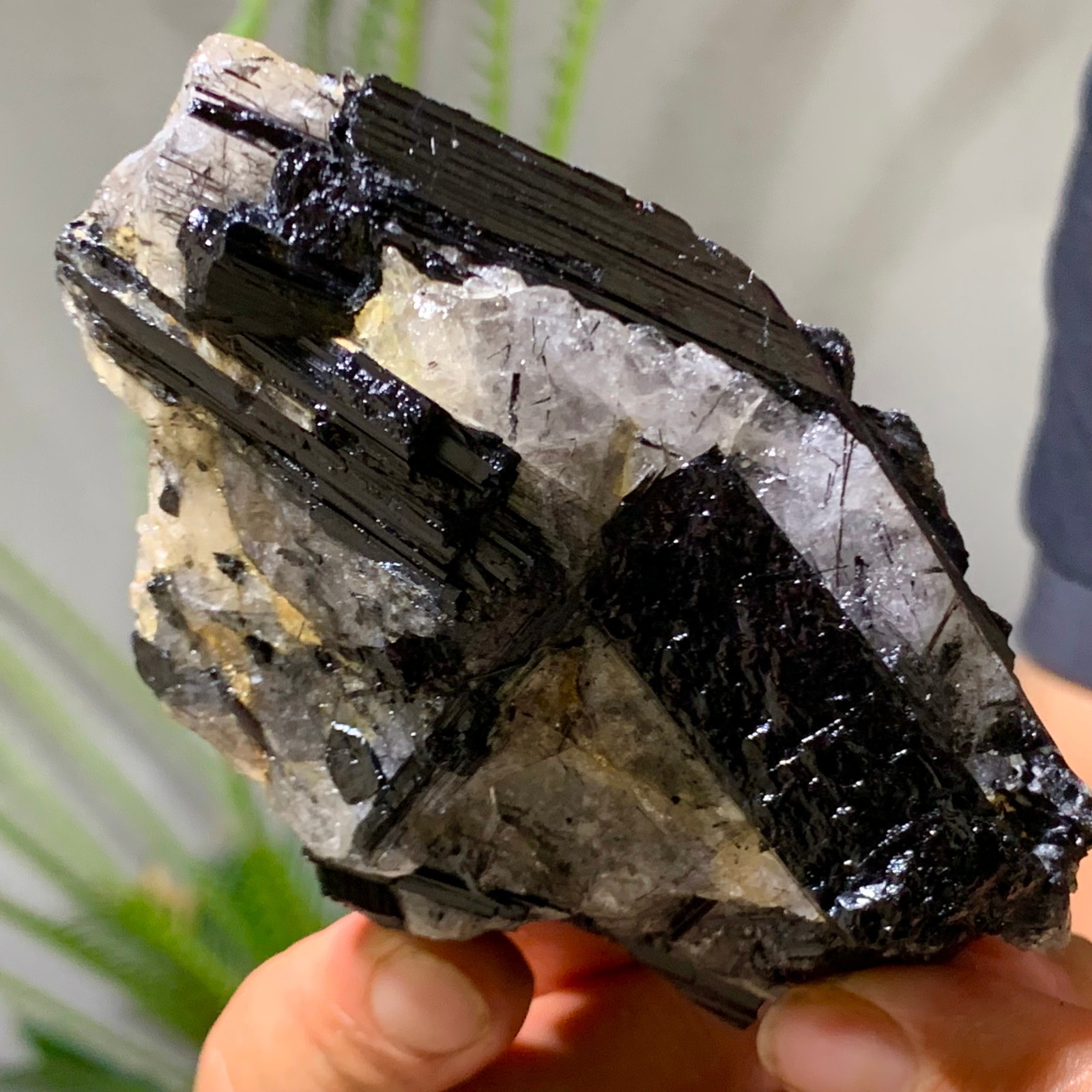 320g  Natural black tourmaline and quartzite symbiotic mineral specimen