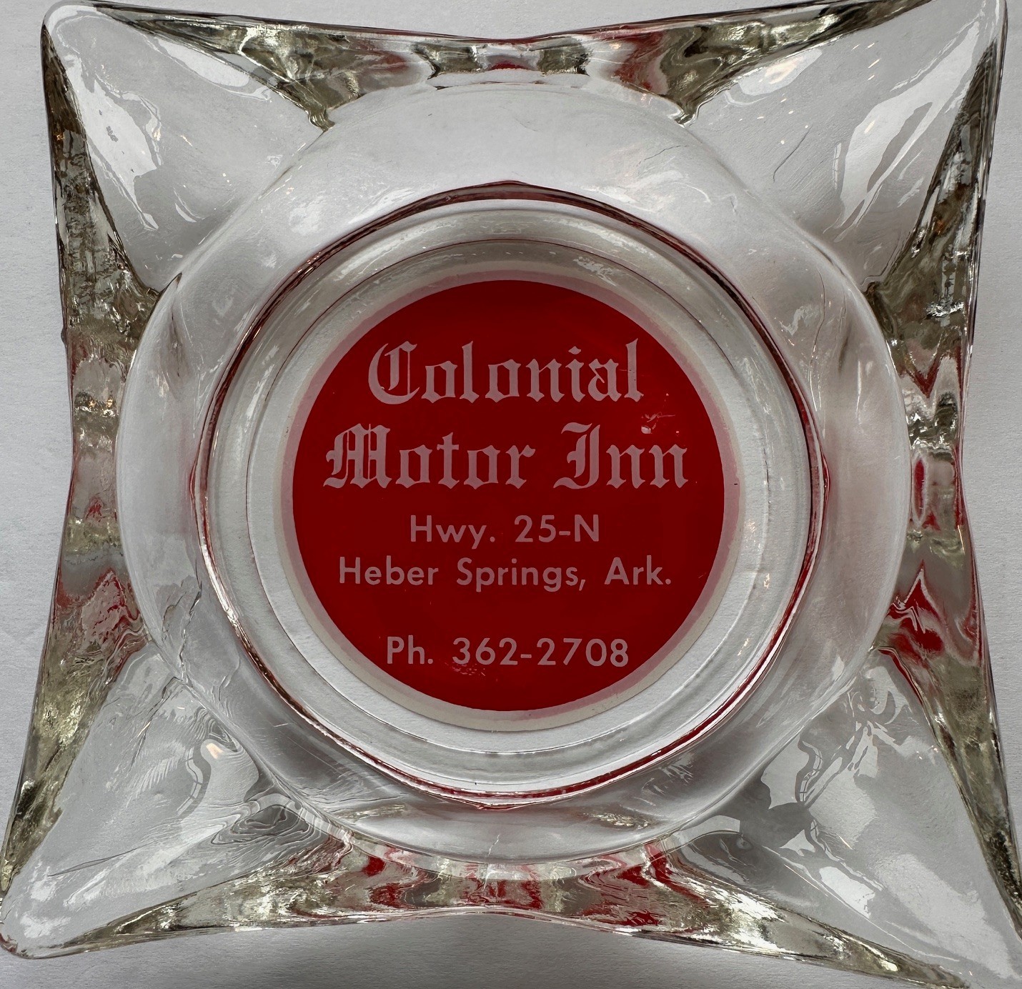 Vtg Motel Room Ashtray-Colonial Motor Inn-Heber Springs, Arkansas