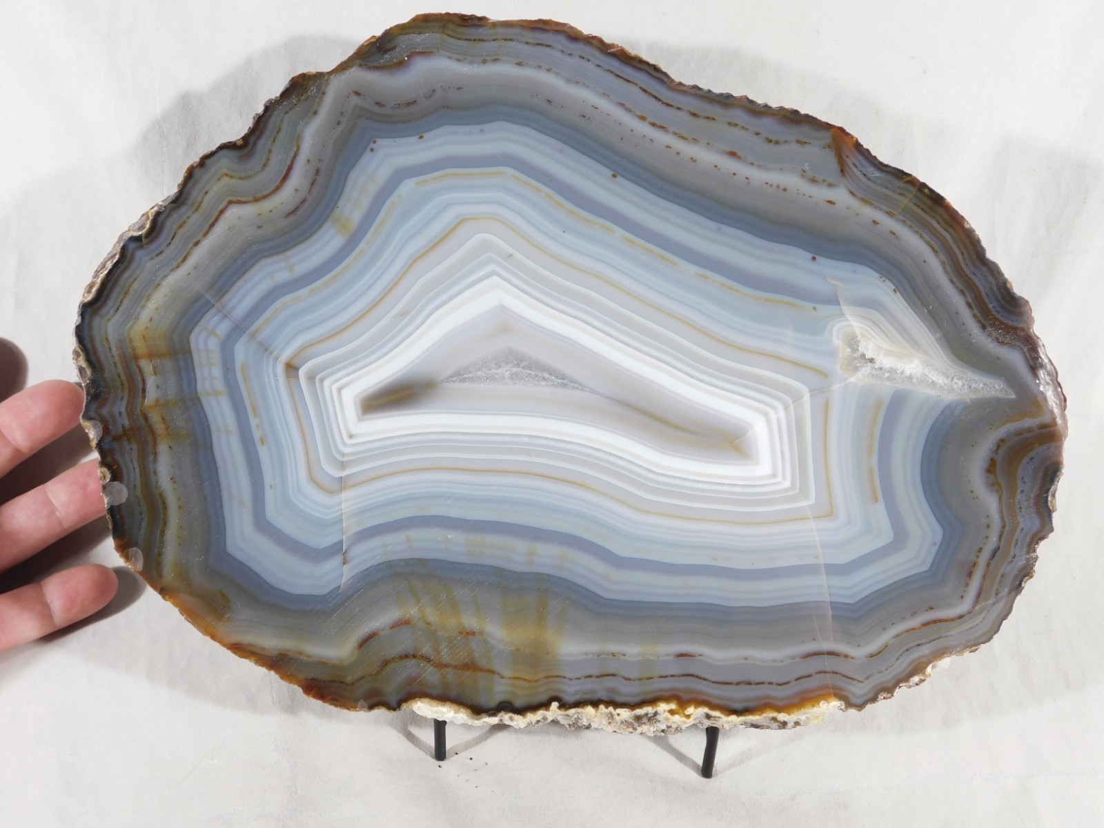 HUGE Highly Polished Banded AGATE Slice or Slab with Stand Brazil 2171gr