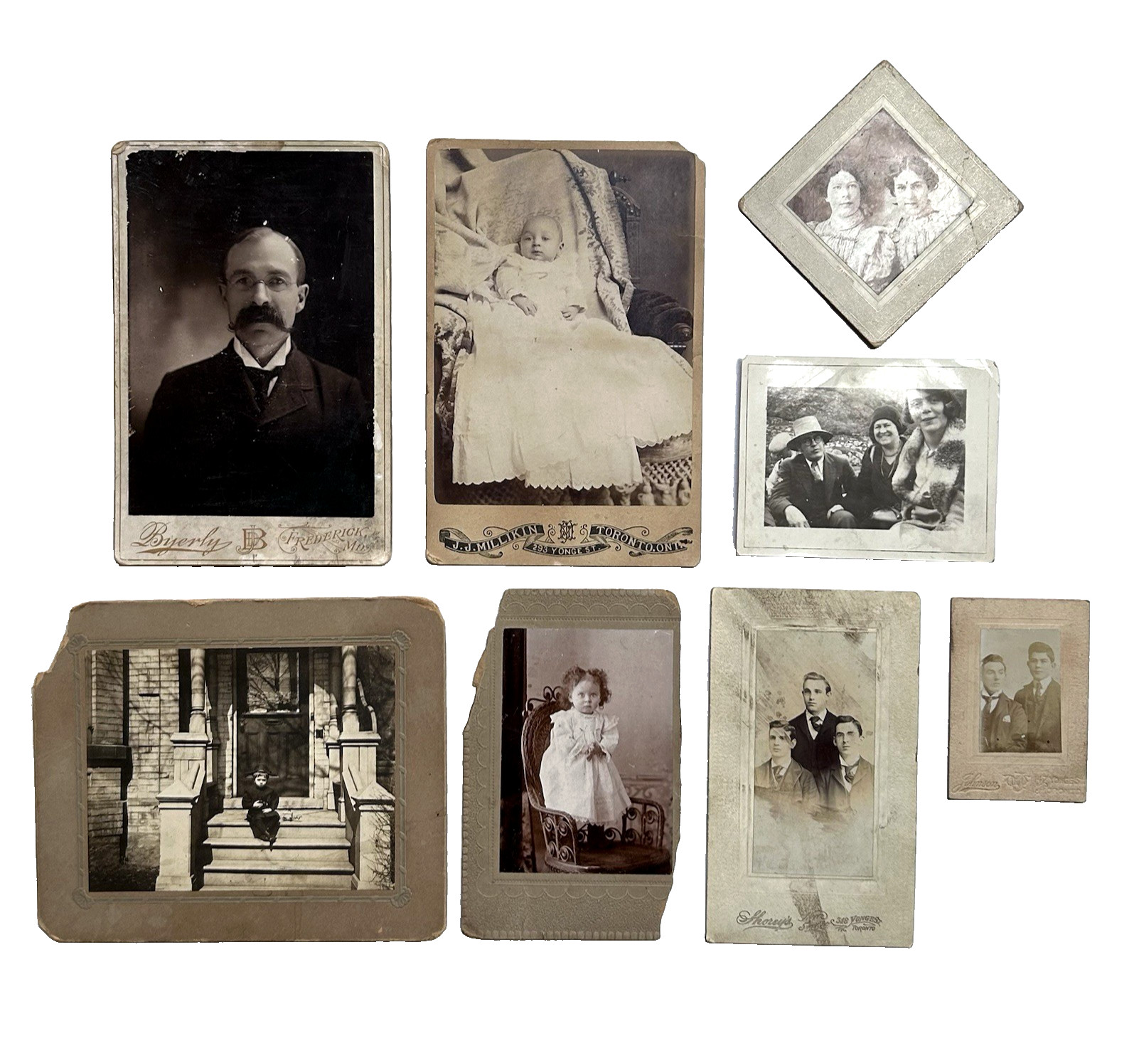 Antique Victorian Edwardian Photo Lot 8+ Cabinet Card Portraits 1890s-1920s