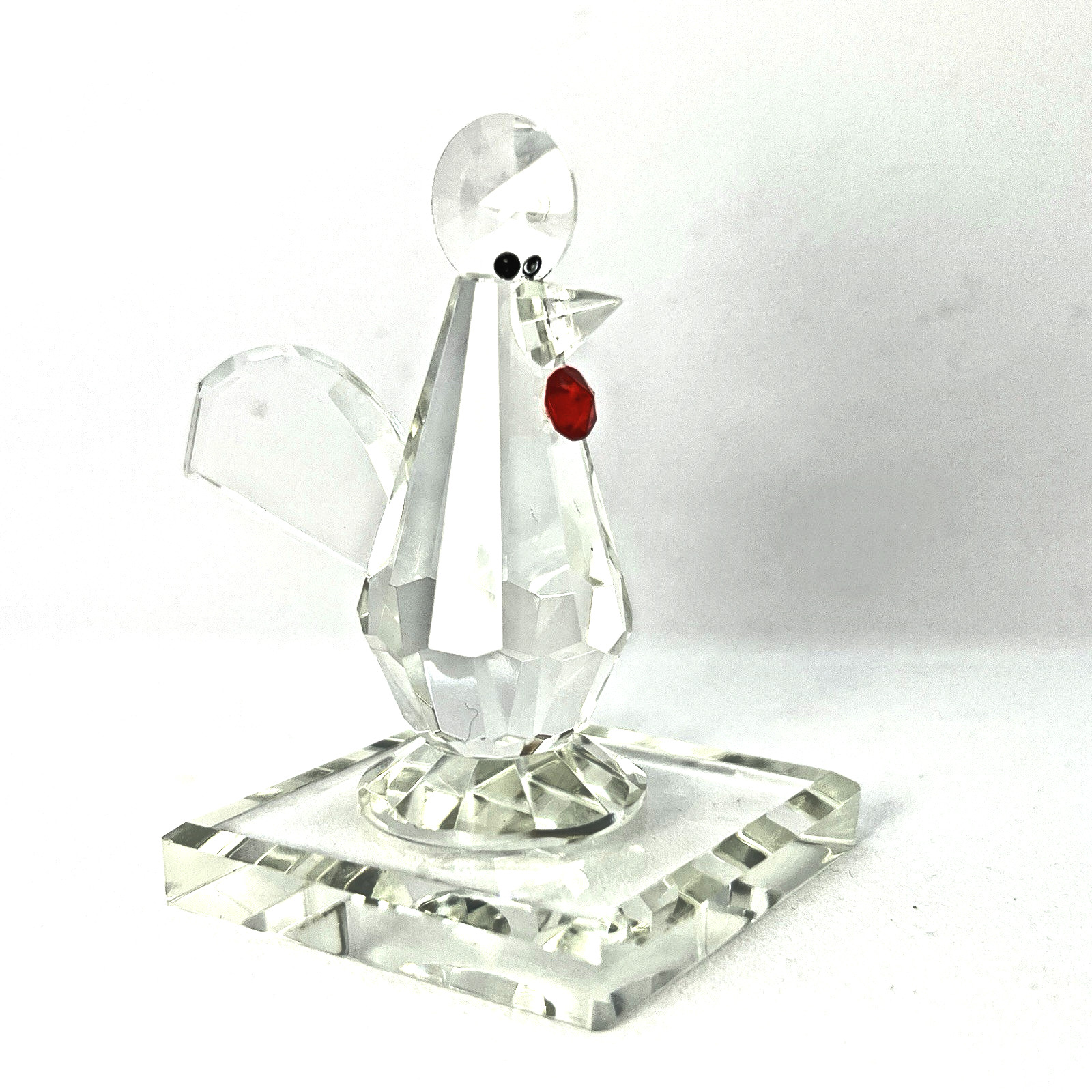Vintage Rooster in Clear Crystal with Red Crystal accent 2.6 in figurine