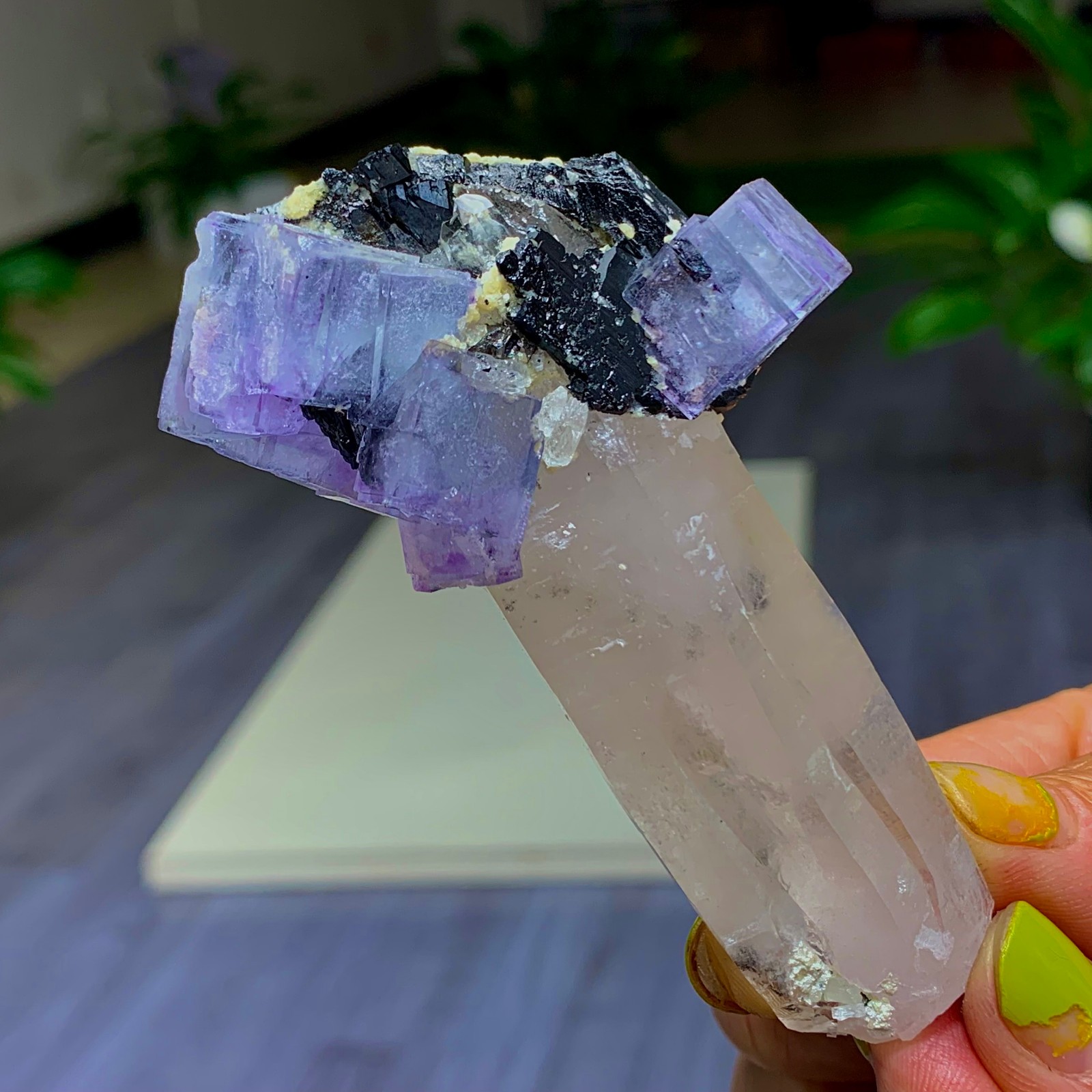 124G Natural Purple Blue fluorite+ white crystal mineral sample/Yaogang Xian