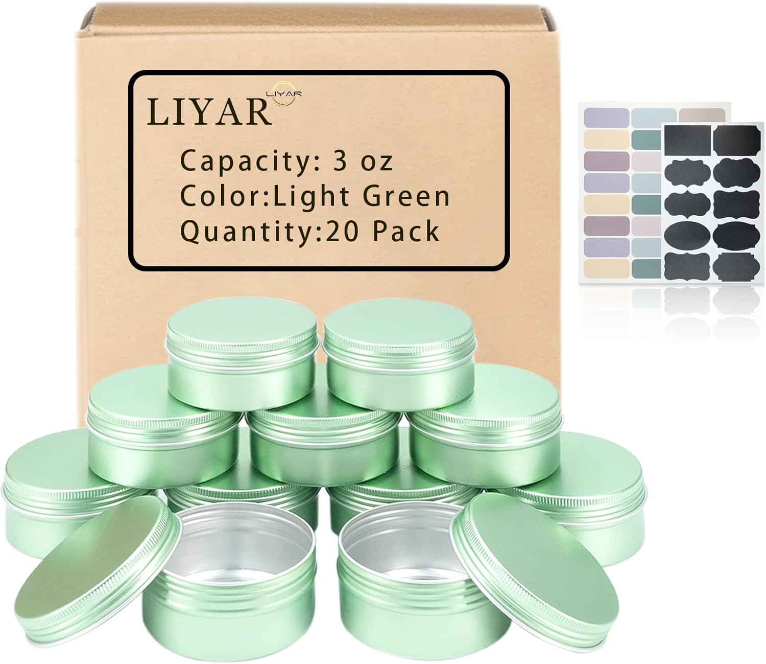 3 Oz Tins 20 Pack, Empty 3Oz Tin with Lids, round Salve Tins Aluminum