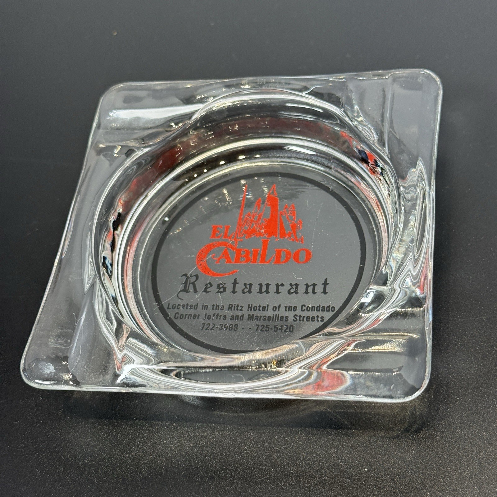 El Cabildo Restaurant Ashtray Advertising Glass Ashtray Rare VTG PR