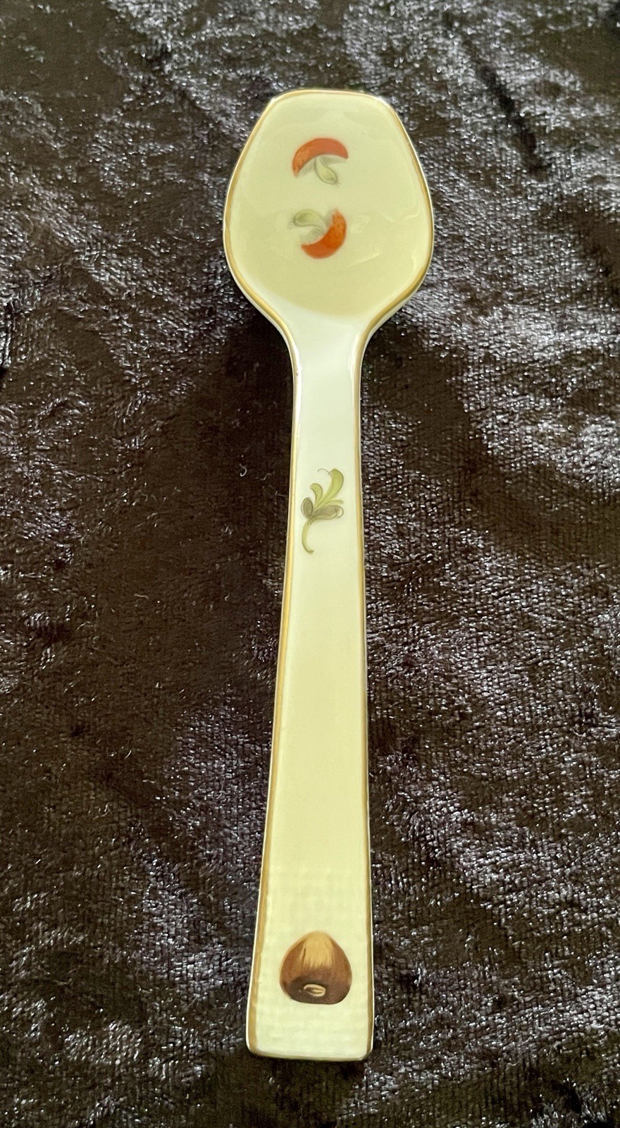 Herend Mushroom Porcelain Condiment Spoon, Rare Find *MInt*