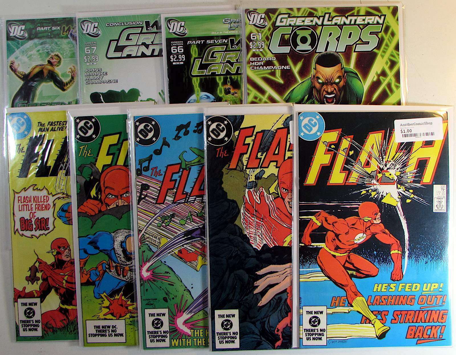 Mixed Lot 9 #Flash 335,336,337,338,339,Lantern 66,67,Corps 61,Emerald 9 Comics