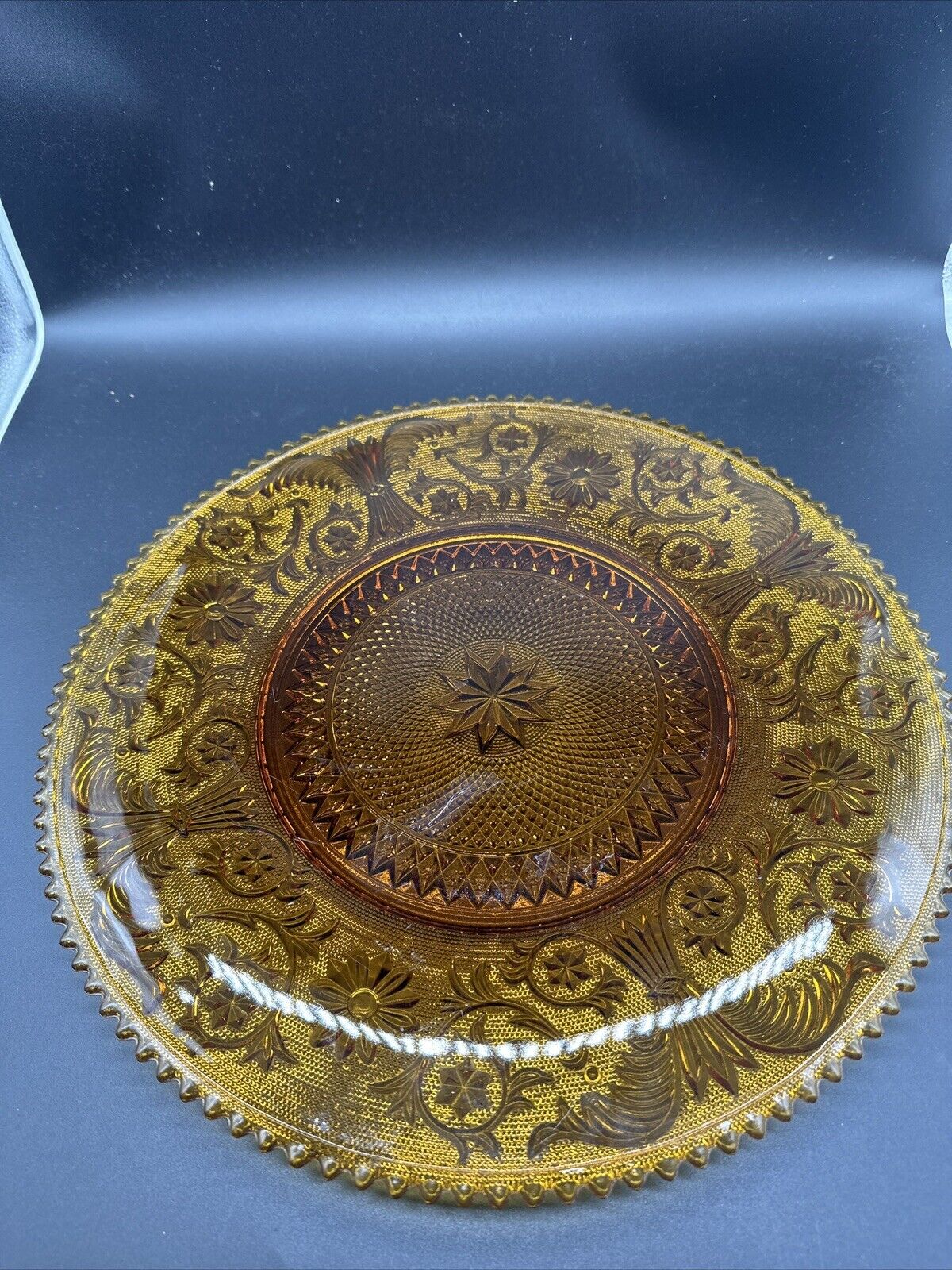Vintage Indiana Glass, A Tiara Company 16” Amber Sandwich Serving Platter