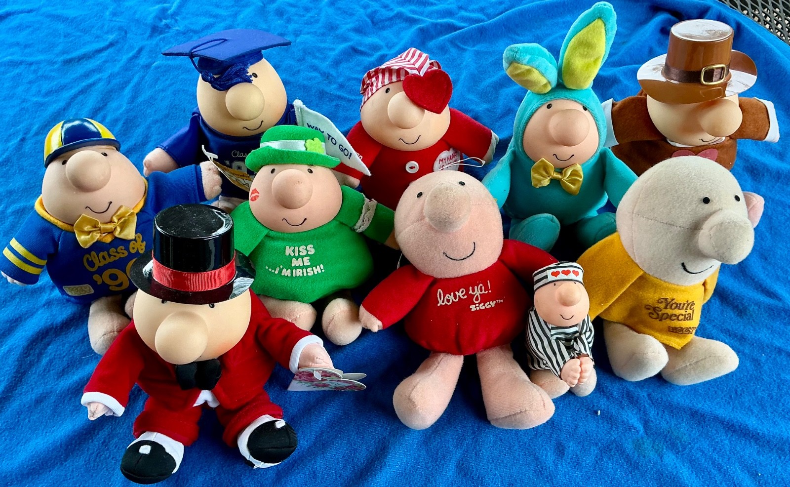 10 Ziggy Plush Pilgrim Bunny 3 Valentine Irish Prisoner Love You Special VTG EUC 10 Ziggy Plush Pilgrim Bunny 3 Valentine Irish Prisoner Love You Special VTG EUC