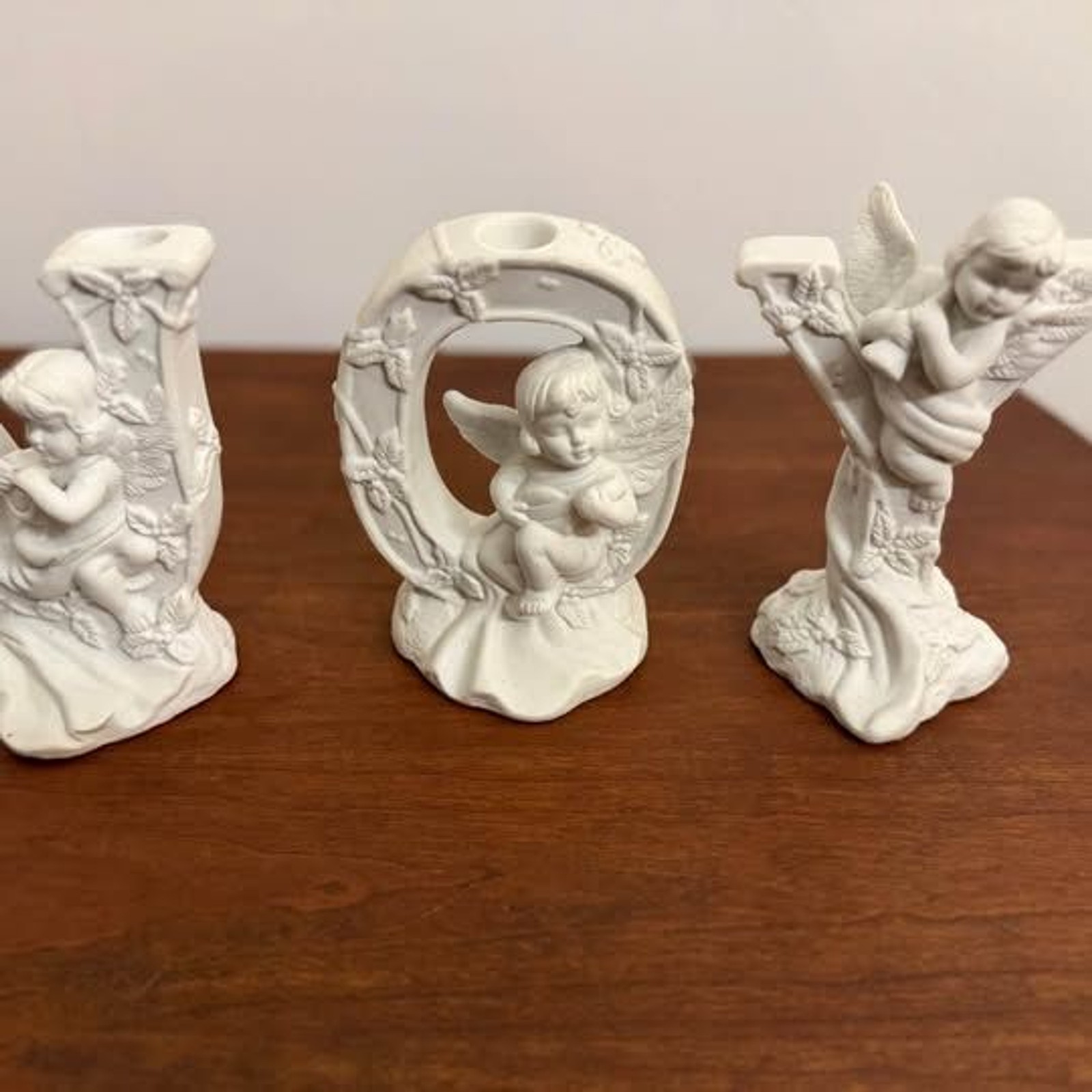 Vintage 1994 Hermitage Pottery JOY Christmas Candle Holders with Original Box Vintage 1994 Hermitage Pottery JOY Christmas Candle Holders with Original Box