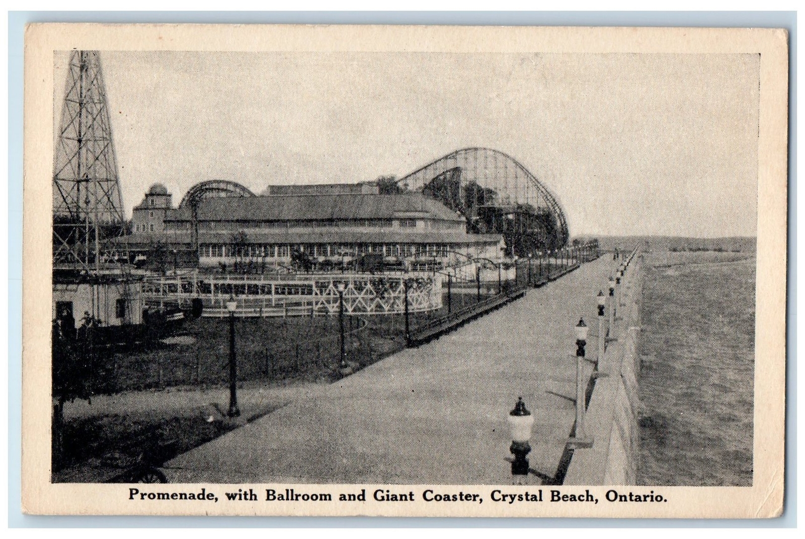 1944 Promenade Ballroom Giant Coaster Beach Amusement Park Ontario CA Postcard 1944 Promenade Ballroom Giant Coaster Beach Amusement Park Ontario CA Postcard