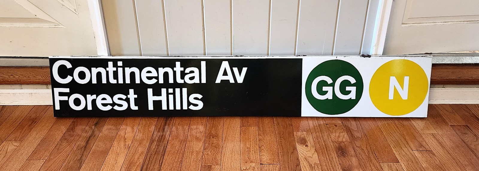 VINTAGE NYC SUBWAY SIGN PORCELAIN FOREST HILLS QUEENS NY BMT IND IRT NYCTA MTA