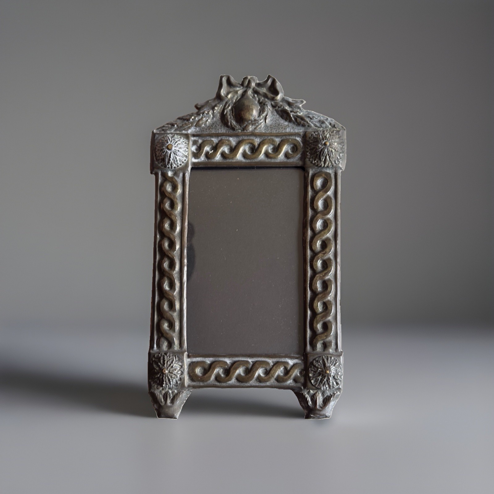 Antique Mexican Hojalata Tin Hanging Photo Frame C1900