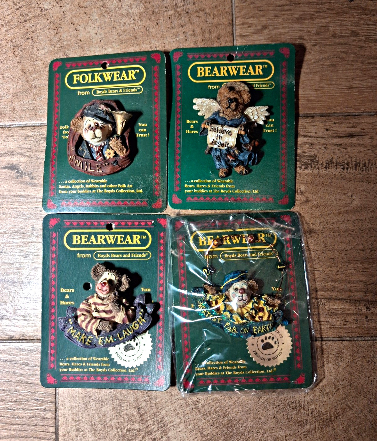 Boyds Bears & Friends Bear Pins Lot of 4 Glitter Multicolor Vintage 2000 MPNs