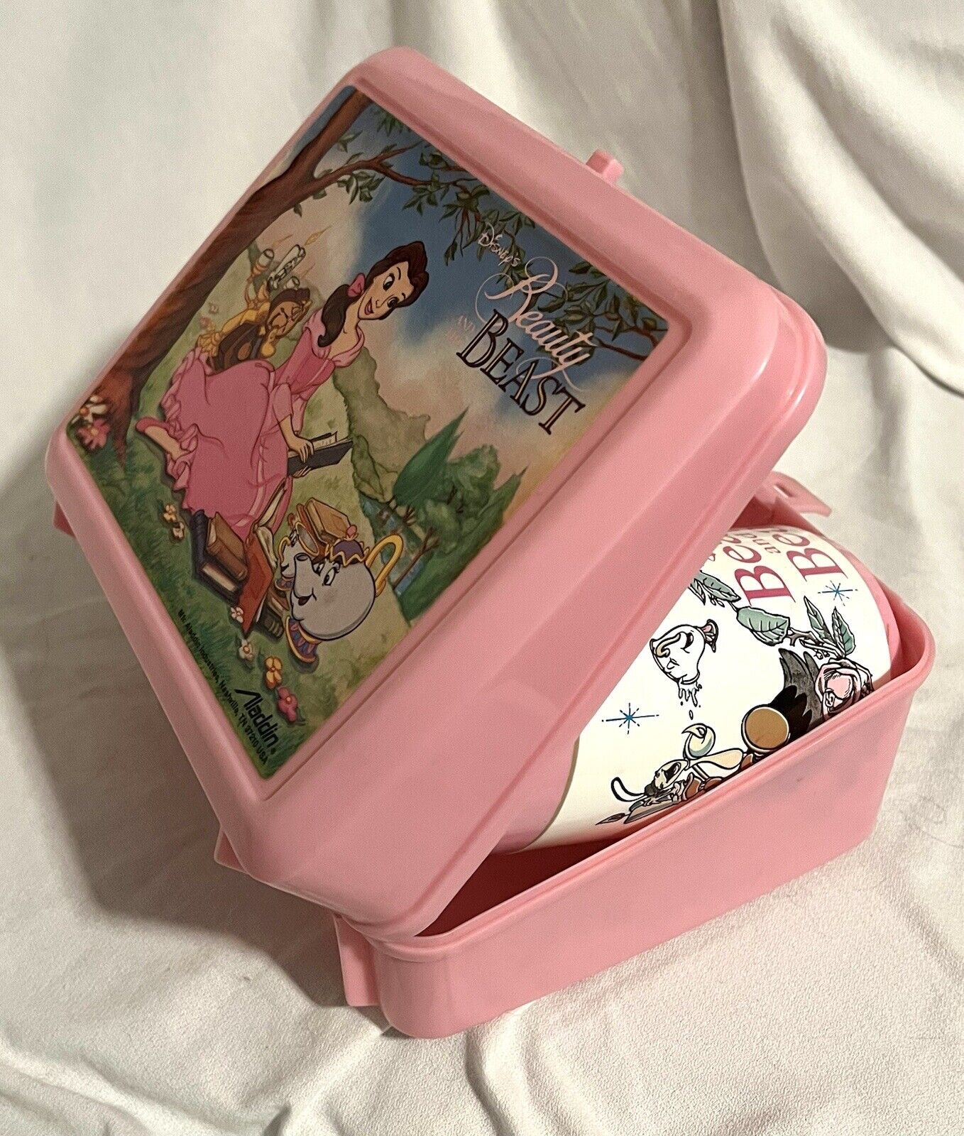 Vintage 1991 Beauty & The Beast Lunch Box Clean & Complete Rare With Thermos
