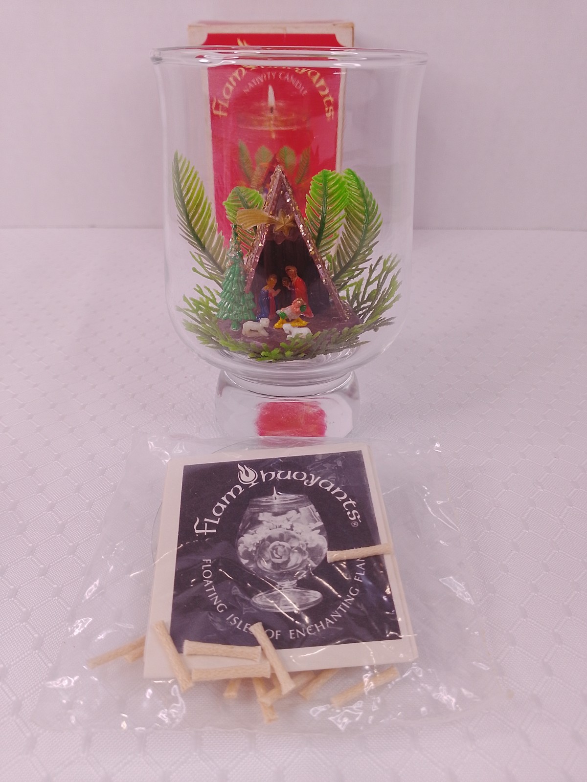 VTG Flam Buoyants Nativity Scene Floating Flame Christmas Candle New In Open Box