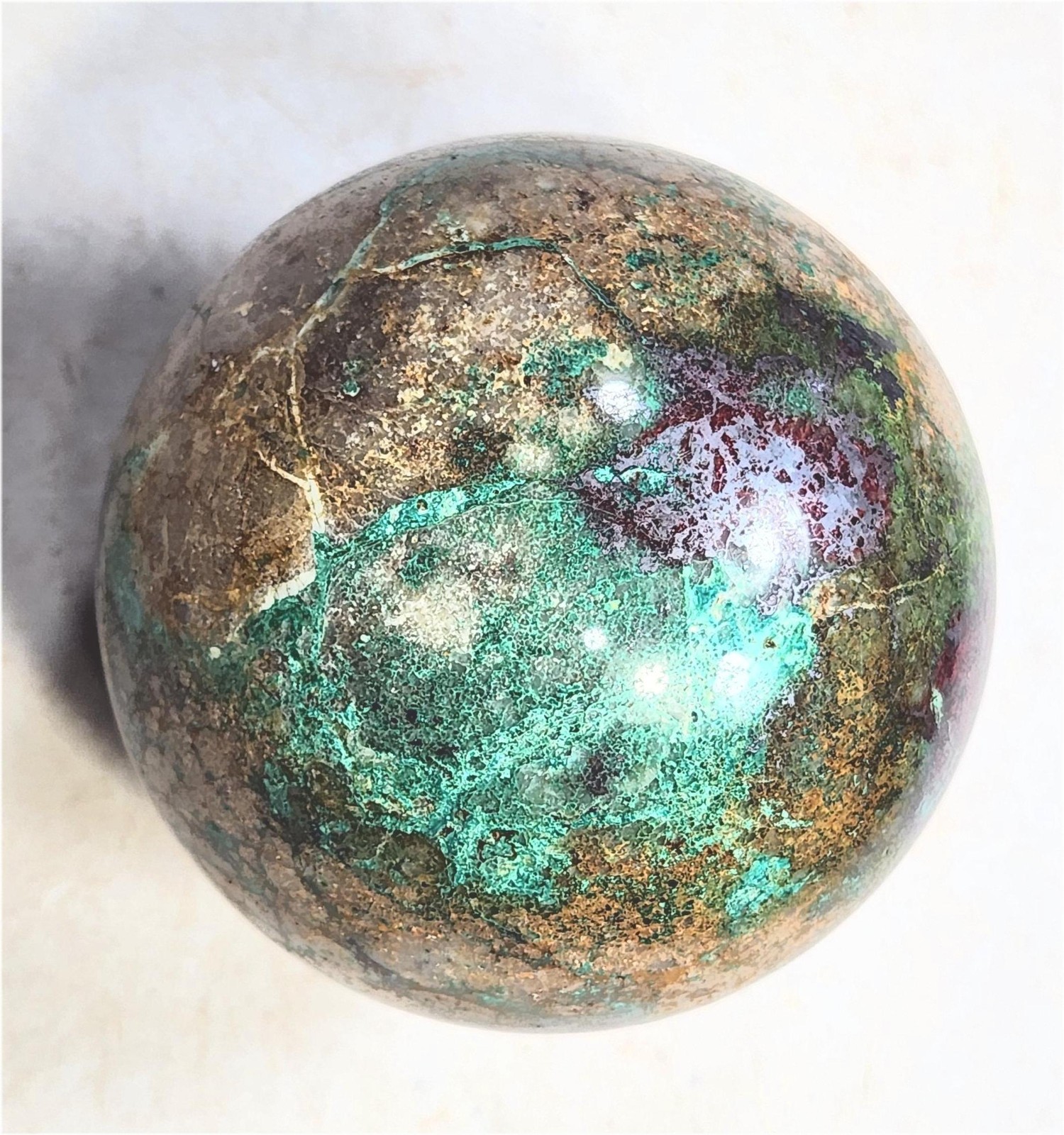 Native Copper/Cuprite/Malachite in Matrix/67mm Sphere/Home/Office/Artwork 6635