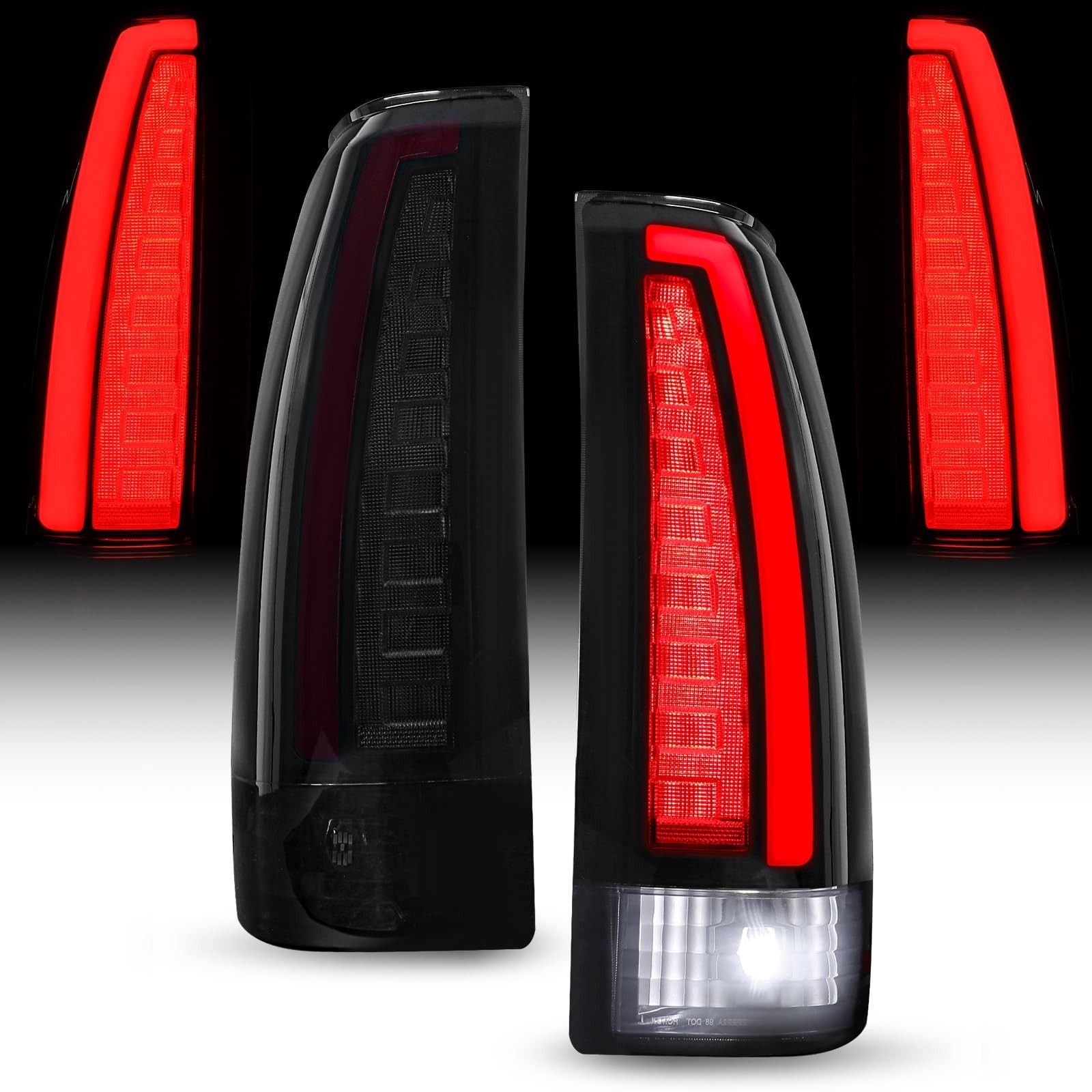 Pair Smoked Black LED Tail Lights for Chevy GMC Pickup Truck 1988-1998 (C/K Seri