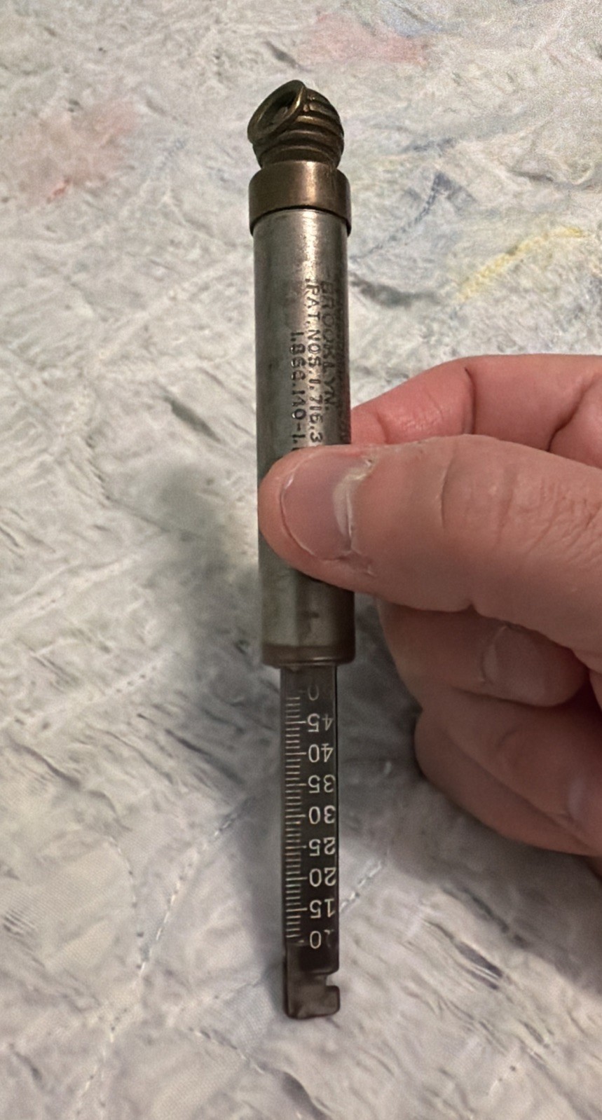 VTG. 1930’s-Schrader-Balloon Tire Pressure Gauge-Brooklyn, NY-Scovill Brass
