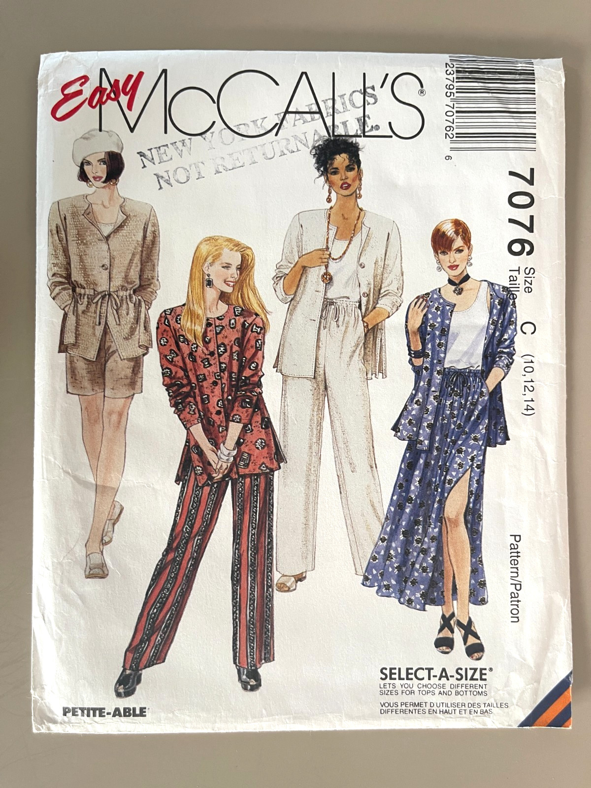 1990\'s McCall\'s Misses\' Jacket,Top,Skirt,Pants,Shorts Pattern 8167  10-14 UNCUT