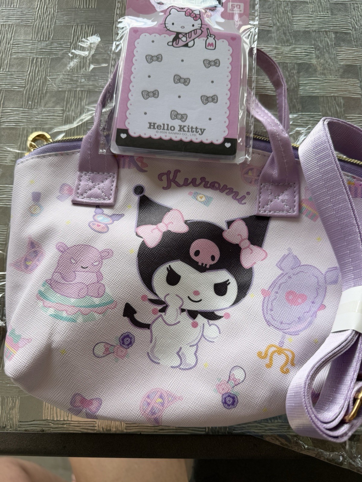 Cinnamon Roll Inspired Hello Kitty Small Tote Bag Purple Back To School