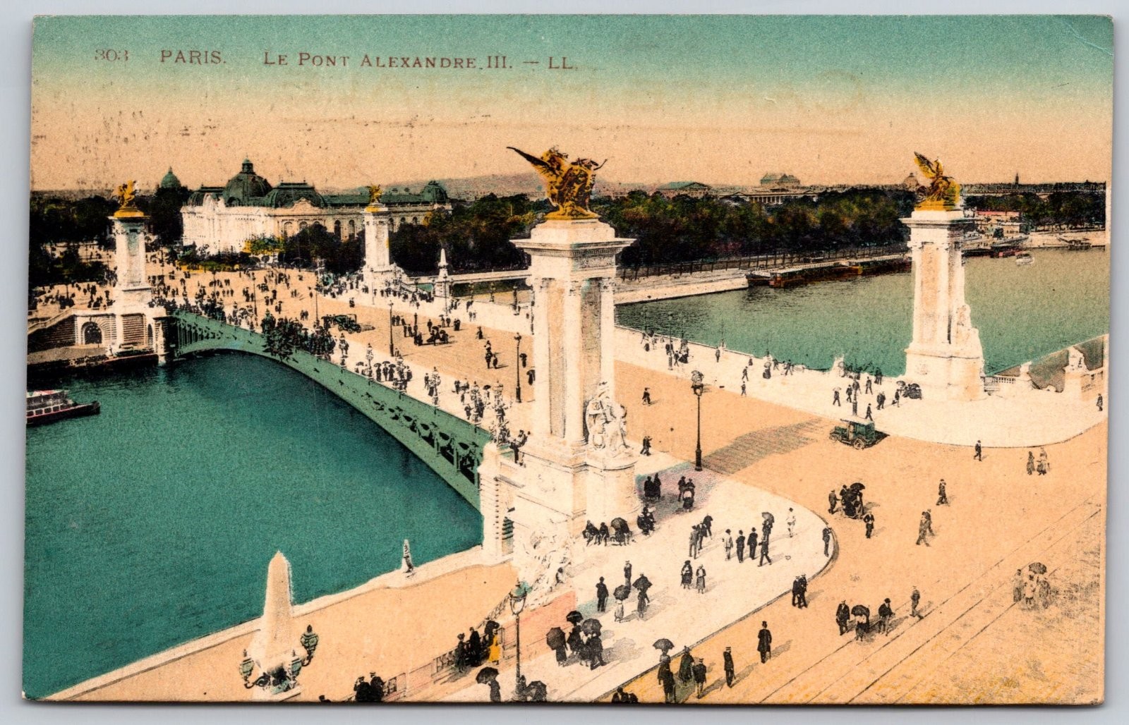 Paris France Pont Alexandre III Seine River Grand Palais Leny & Postcard PC551