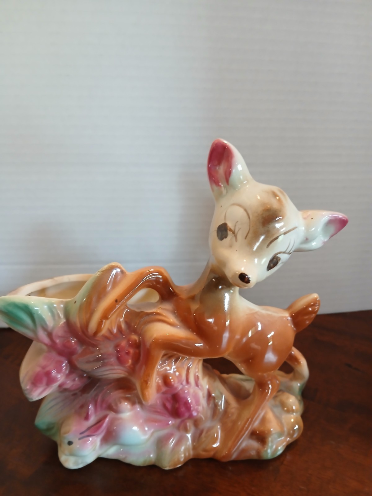 VINTAGE WALT DISNEY PRODUCTIONS BAMBI THUMPER PLANTER CERAMIC POTTERY