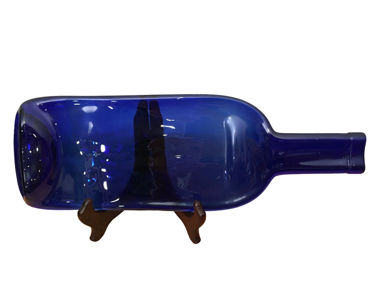 Unbranded Vintage Flattened Colbalt Blue Unique 12 in. Glass Bottle Serving Tray