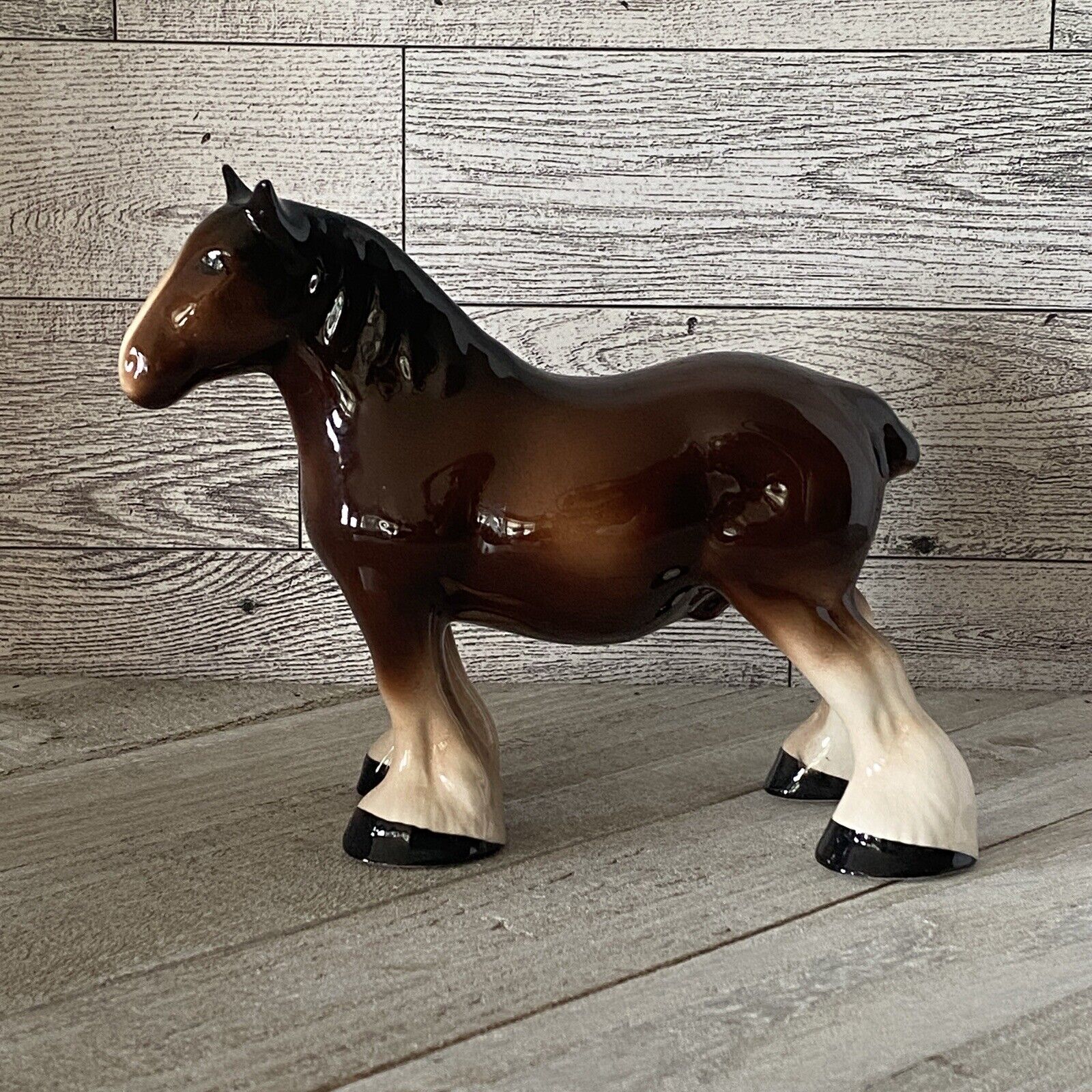 Vintage Melba Ware Pottery Shire Draft Horse Stallion Small Figurine England