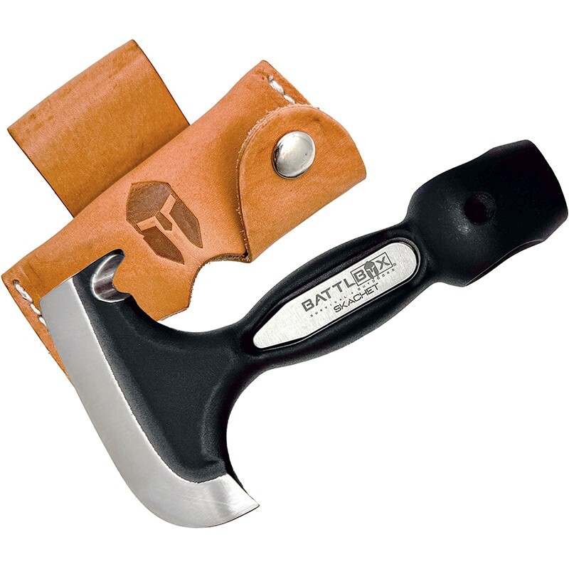 BattlBox Vintage Skachet Survival Tool w/ Leather Sheath Axe Head Multi-tool