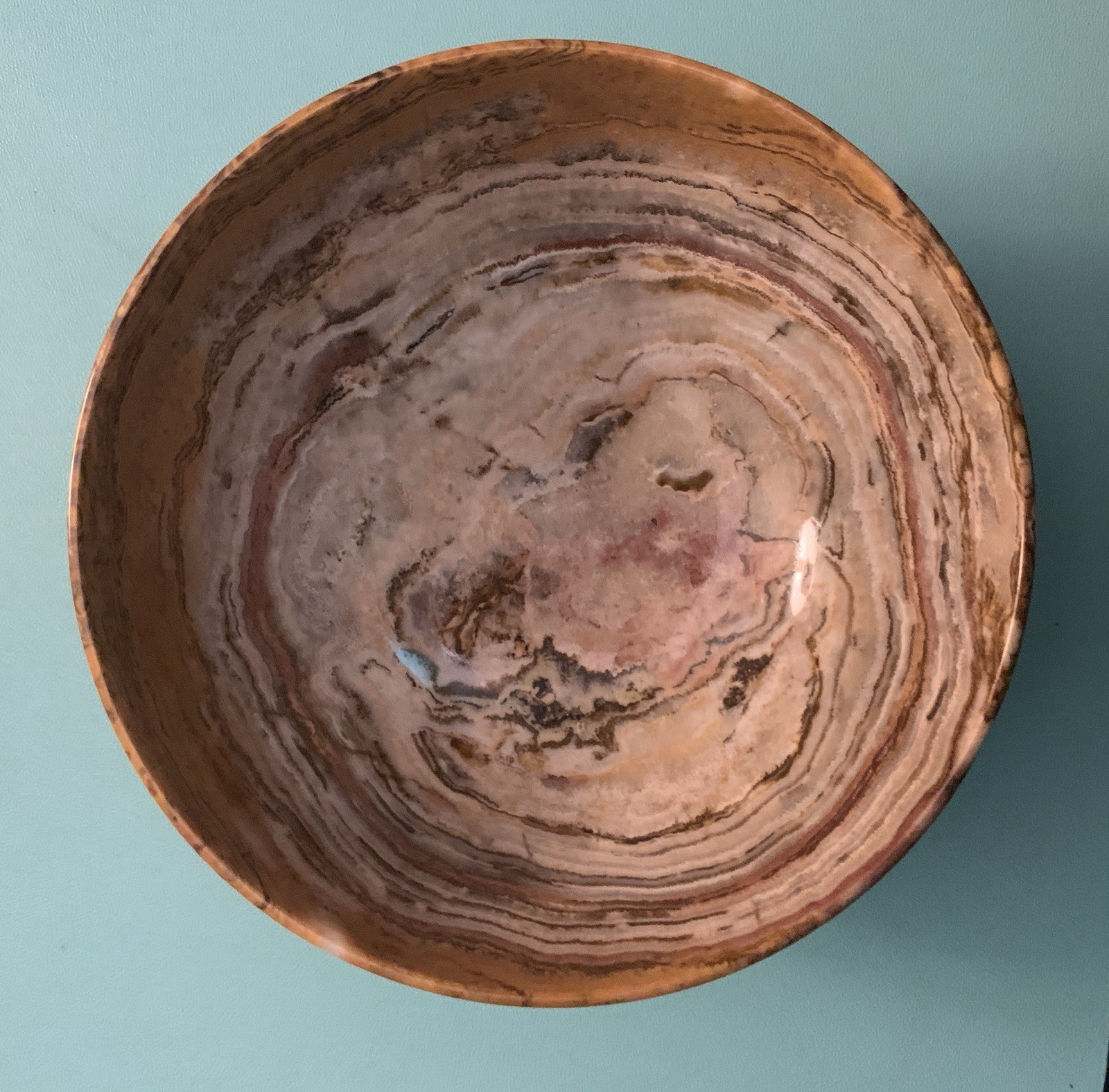 Banded Onyx Tiger Striped Stone Bowl w/Natural Pattern-Hand Carved-Unique Decor