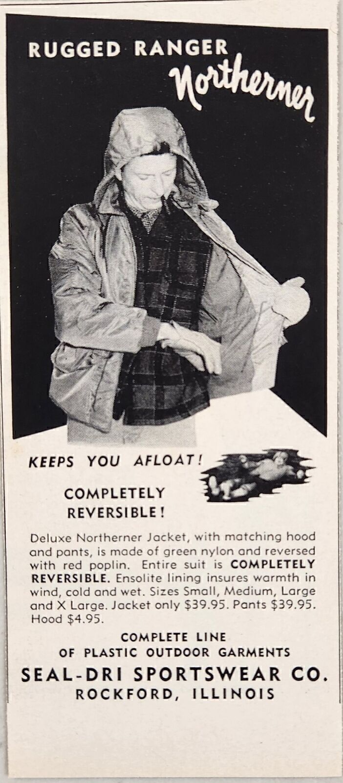 1955 Print Ad Deluxe Northerner Jackets Seal-Dri Sportswear Rockford,Illinois