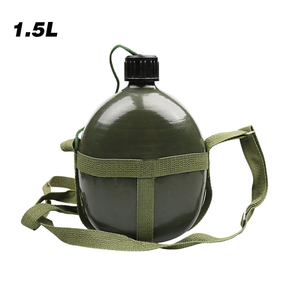 1.5LAluminum Army Canteen Military Water Bottle Portable Outdoor Camping Kettle 