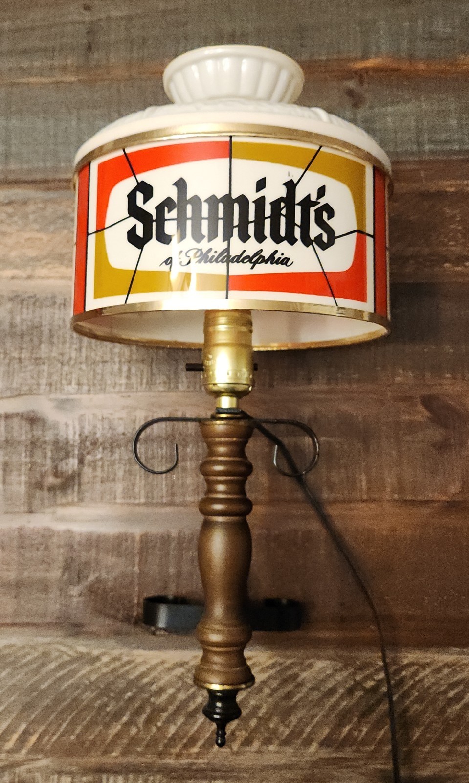 Vintage 70\'s Schmidts Lighted Beer Sign Wall Sconce Lamp