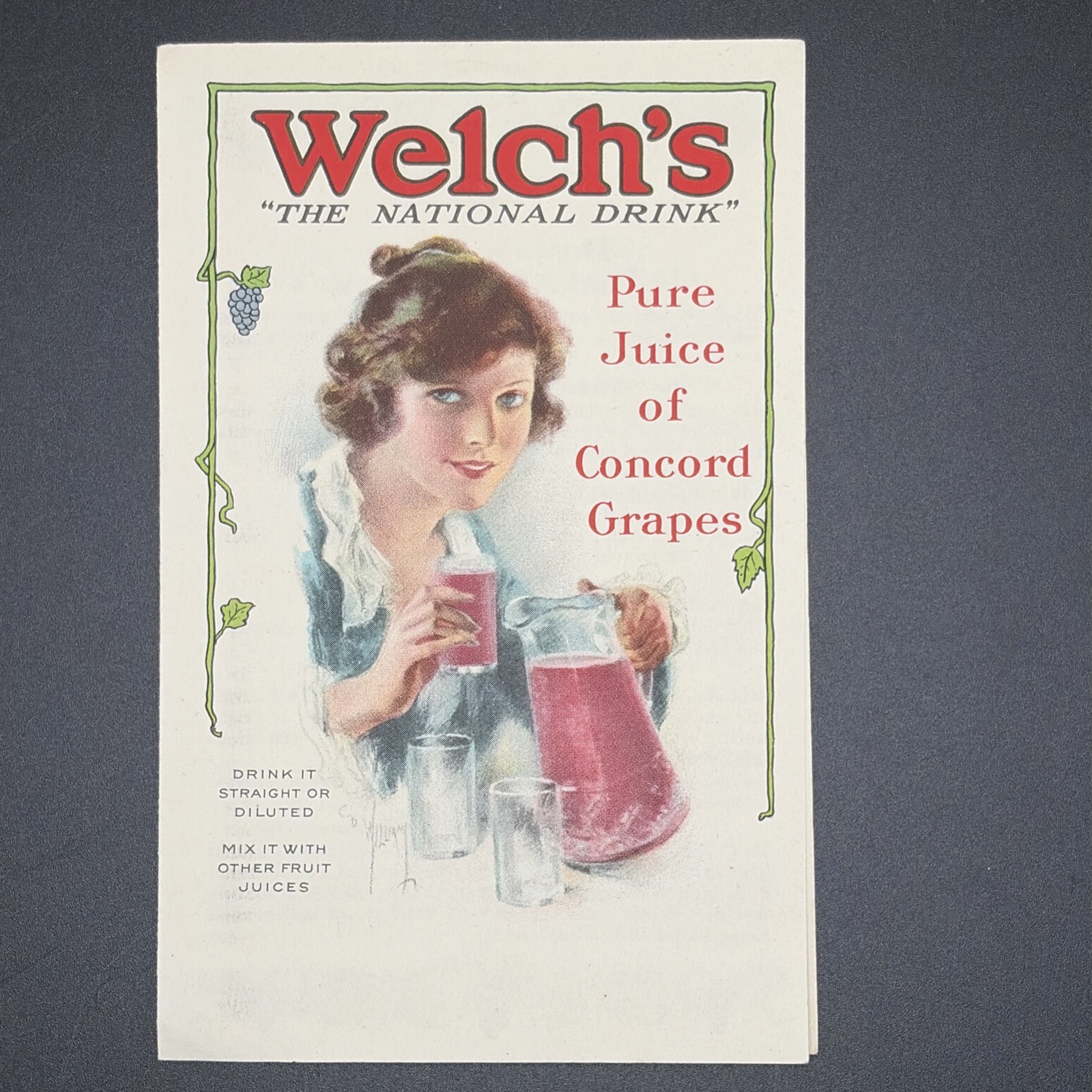 Vintage WELCH'S Grape Juice 1920s National Drink Ephemera Recipe Booklet Antique