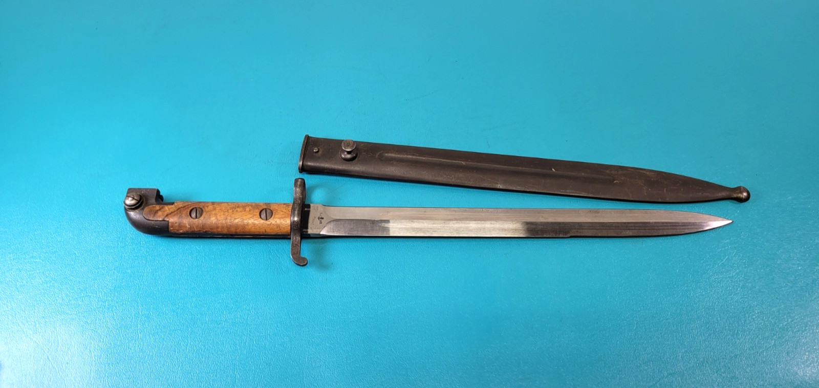 WWI Swedish Model 1914 Mauser Rifle Bayonet Knife + Scabbard TR1678