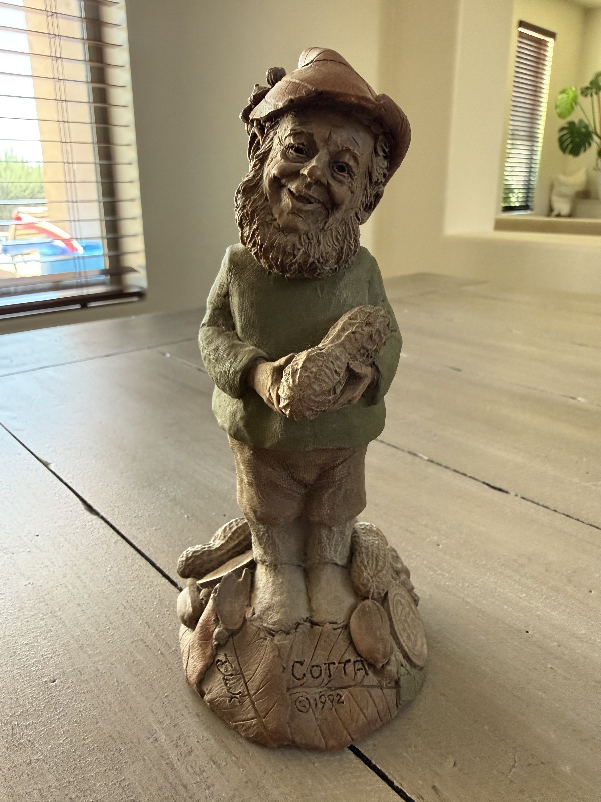 Vintage Tom Clark Cotta Peanut Farmer Gnome Sculpture 1992 Lot 65 Folk Art Farm