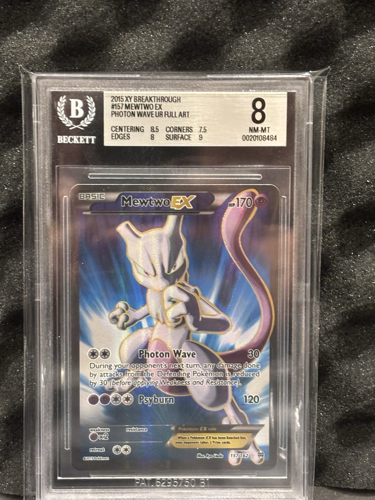 2015 Pokémon XY BREAKthrough Mewtwo EX 157/162 Full Art BGS 8