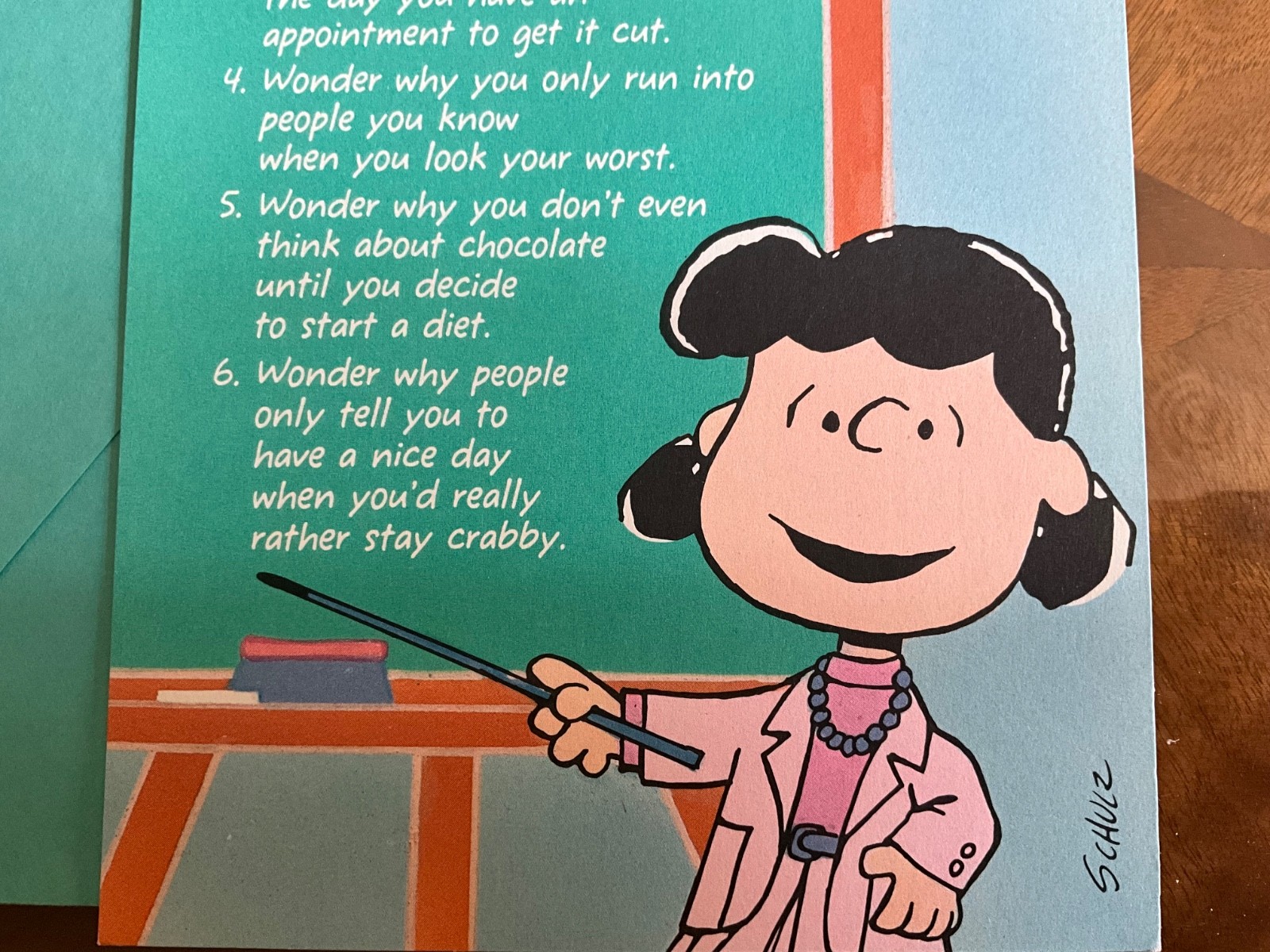 VTG Lucy Greeting Card Schulz Peanuts \'Seven Wonders of a Woman\'s World\