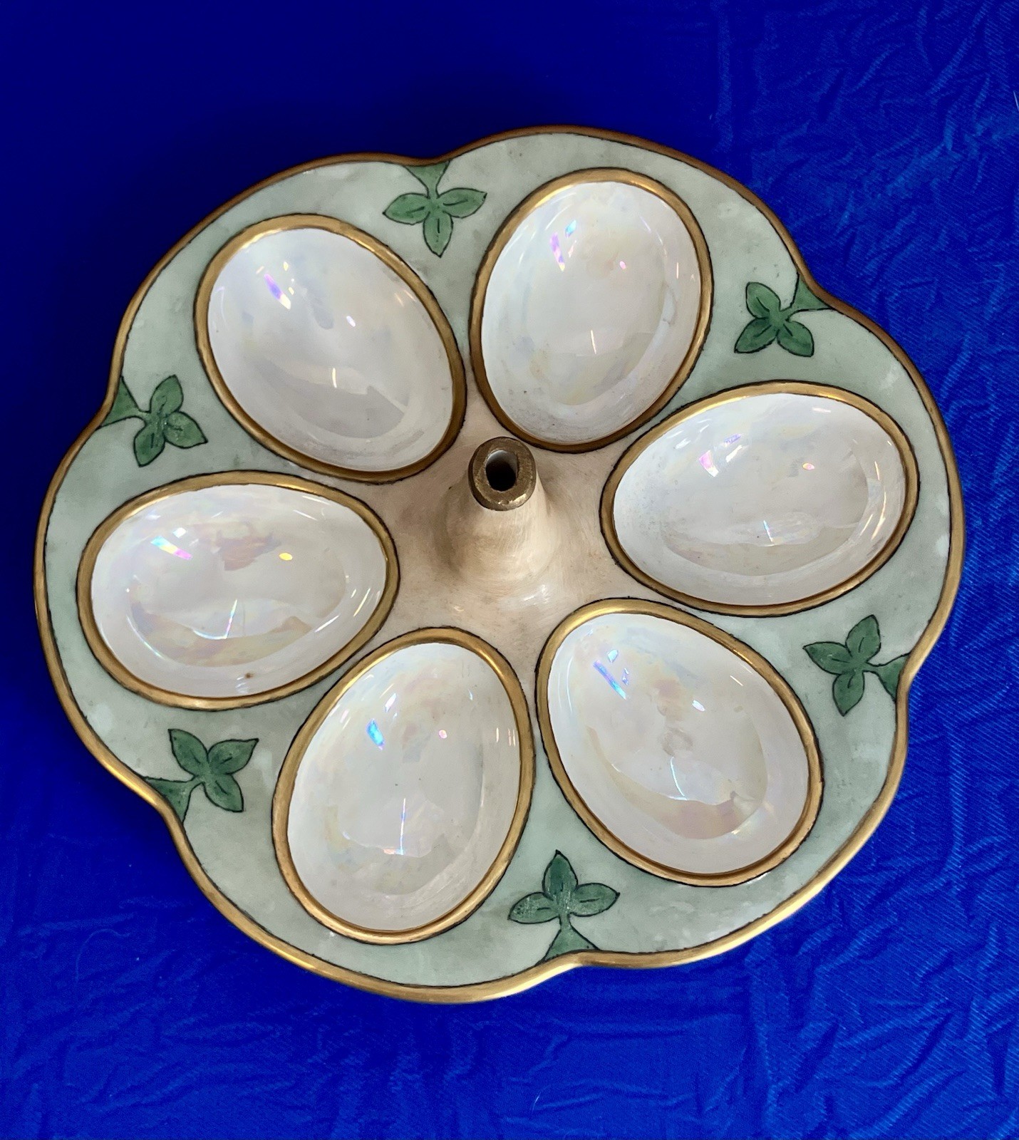 Antique Nippon Oyster Plate 1891-1921 Hand Painted Intact Center Handle EUC