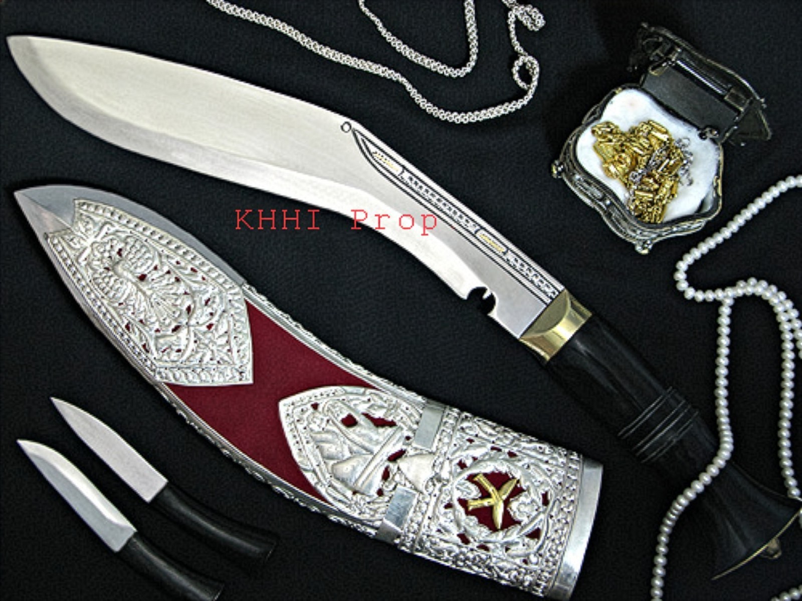 10inch Kothimora Kukri; pure silver filigree sheath, rare, gift, collection