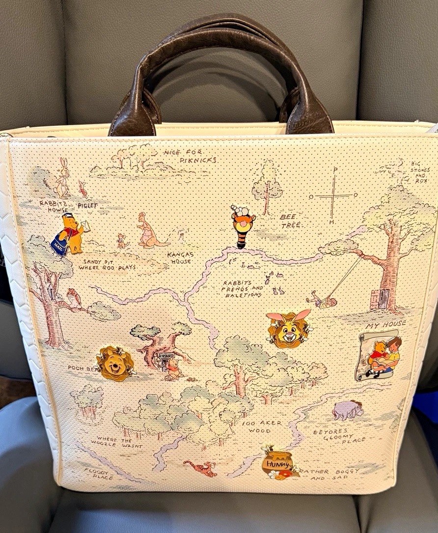 Loungefly  Winnie the Pooh Large Tote PIN bag with 3 extra pins.