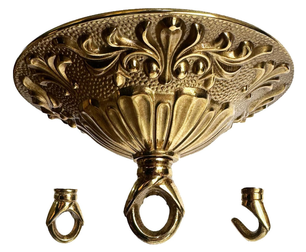 5.51 Inches Diameter Brass Light Canopy Kit with Hooks, A-01 Antique Chandelier 5.51 Inches Diameter Brass Light Canopy Kit with Hooks, A-01 Antique Chandelier