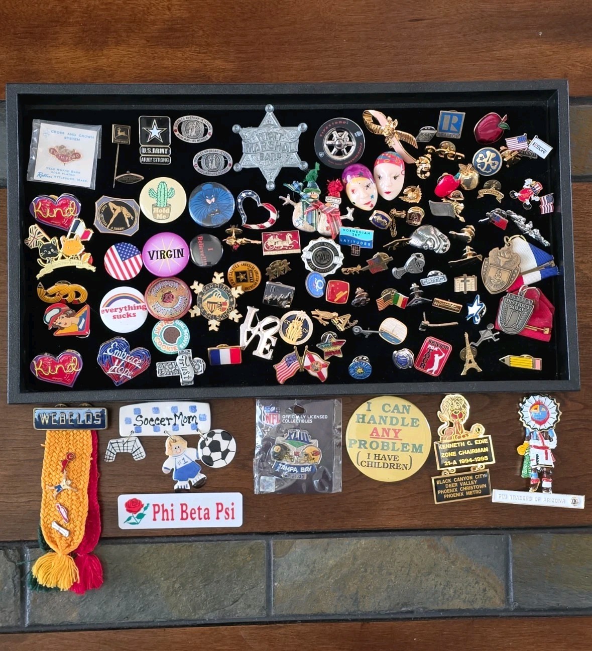 100pc Collectible Pin Collection Vintage Military Sports Sterling Gold-Filled